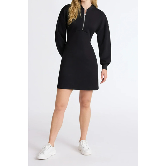 Scoop Womens New ScubaKnit Zip Front Mini Dress Black Soot Size XS (0-2) - Picture 3 of 7
